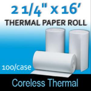 Coreless Thermal Roll – 2 ¼” thermal x 16